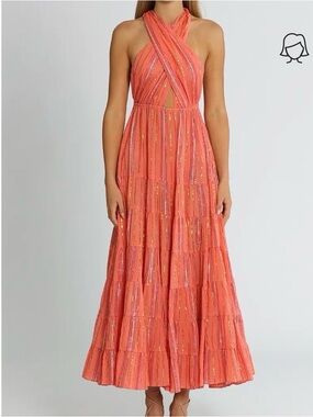 Sundress Suzie Dress in São Paulo Maxi Open Back Summer Dress Size Medium